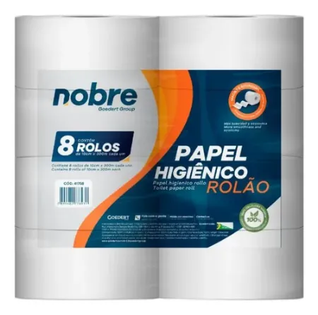 Imagem de PAPEL HIGIÊNICO ROLO 10 CM X 300 M - CX COM 8 ROLOS FOLHA SIMPLES