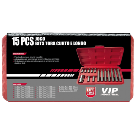 Imagem de JG DE BITS TORX T20 a T55 - Enc. 10mm [15 PÇS]