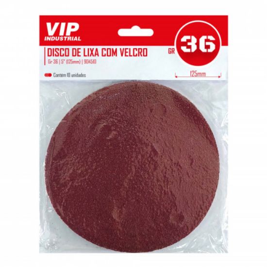 Imagem de DISCO LIXA C/ VELCRO - 5" 125mm GR 36 [C/10]