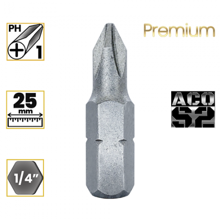Imagem de BITS PHILLIPS PREMIUM PH1 - Enc. 1/4" x 25mm