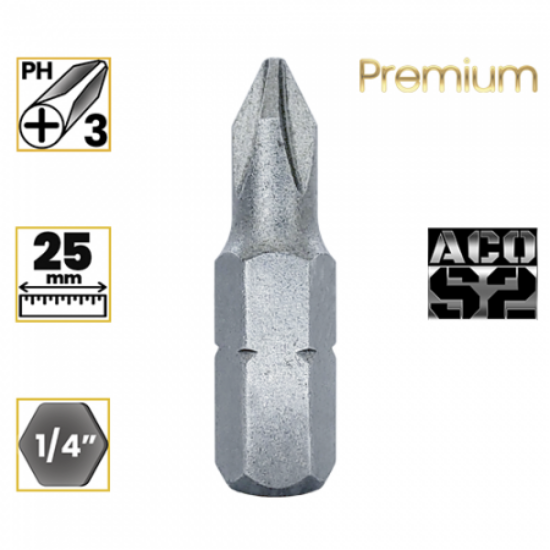 Imagem de BITS PHILLIPS PREMIUM PH3 - Enc. 1/4" x 25mm