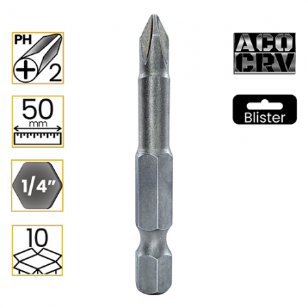 Imagem de PONTA PHILLIPS PH2 - Enc. 1/4" x 50mm [C/10]