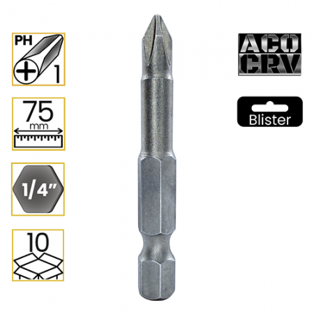 Imagem de PONTA PHILLIPS PH1 - Enc. 1/4" x 75mm [C/10]