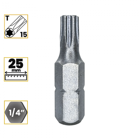 Imagem de BITS TORX T15 - Enc. 1/4" x 25mm [C/10]