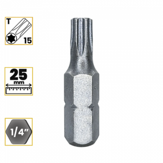 Imagem de BITS TORX T15 - Enc. 1/4" x 25mm [C/10]
