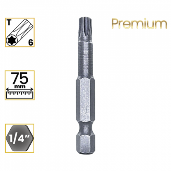 Imagem de PONTA TORX PREMIUM T6 - Enc. 1/4" x 75mm