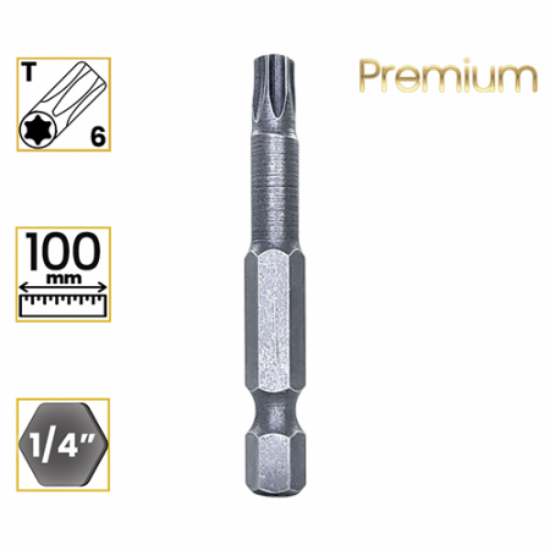 Imagem de PONTA TORX PREMIUM T6 - Enc. 1/4" x 100mm