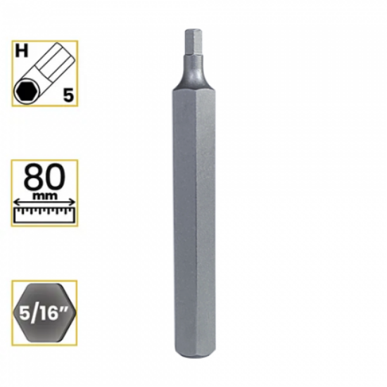 Imagem de BITS ALLEN LONGO PREMIUM 5mm - Enc. 5/16" x 80mm [C/10]
