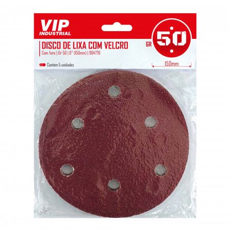 Imagem de DISCO DE LIXA C/ FURO - 6" (150m) GR 50 - C/5