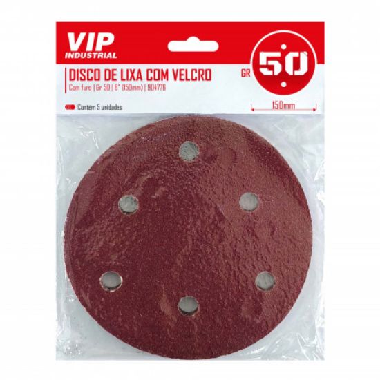 Imagem de DISCO DE LIXA C/ FURO - 6" (150m) GR 50 - C/5