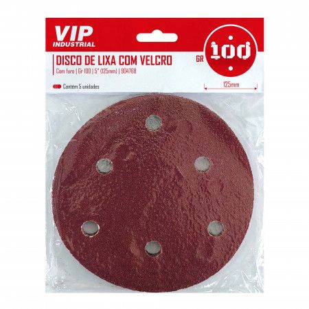 Imagem de DISCO DE LIXA C/ FURO - 5" (125m) GR 100 - C/5