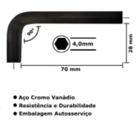 Imagem de CHAVE ALLEN "L" - 4mm x 71mm