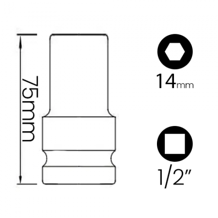 Imagem de SOQ SEXT MANUAL LONGO 14mm - Enc. 1/2" x 75mm