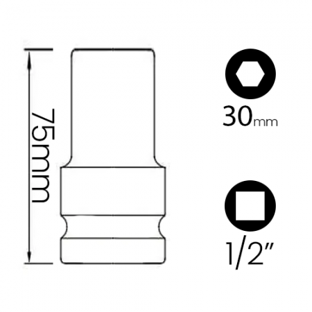 Imagem de SOQ SEXT MANUAL LONGO 30mm - Enc. 1/2" x 75mm