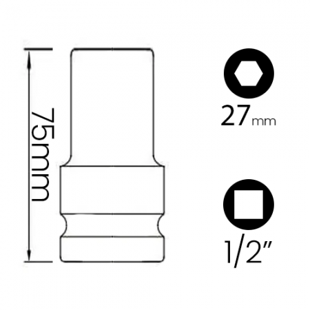 Imagem de SOQ SEXT MANUAL LONGO 27mm - Enc. 1/2" x 75mm