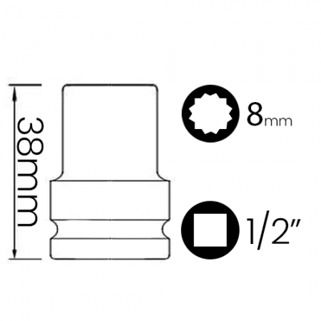 Imagem de SOQ EST MANUAL CURTO 8mm - Enc. 1/2" x 38mm