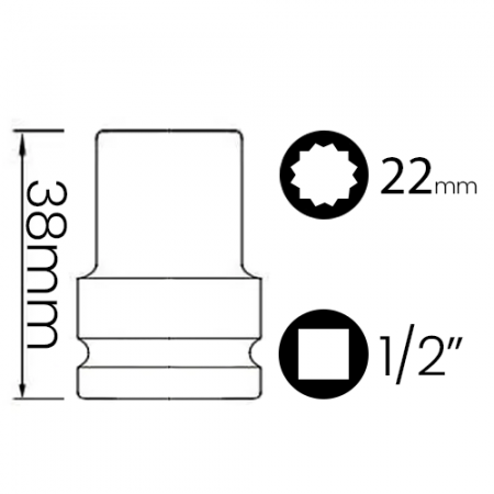 Imagem de SOQ EST MANUAL CURTO 22mm - Enc. 1/2" x 38mm