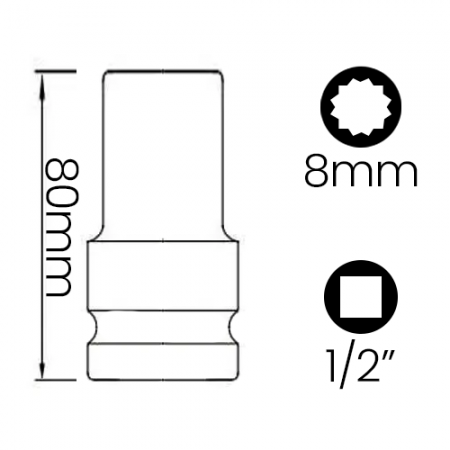 Imagem de SOQ EST MANUAL LONGO 8mm - Enc. 1/2" x 75mm