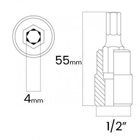 Imagem de SOQ ALLEN MANUAL CURTO 4mm - Enc. 1/2" x 55mm