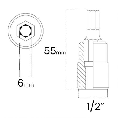 Imagem de SOQ ALLEN MANUAL CURTO 6mm - Enc. 1/2" x 55mm