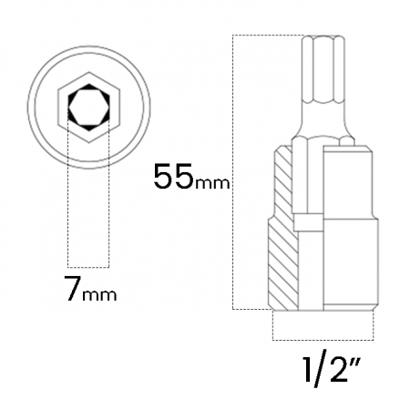 Imagem de SOQ ALLEN MANUAL CURTO 7mm - Enc. 1/2" x 55mm