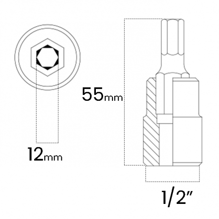 Imagem de SOQ ALLEN MANUAL CURTO 12mm - Enc. 1/2" x 55mm