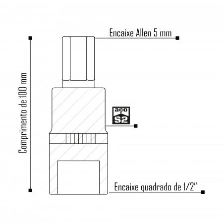 Imagem de SOQ ALLEN MANUAL LONGO 5mm - Enc. 1/2" x 100mm