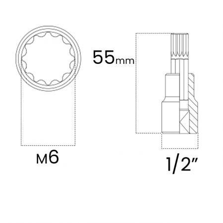 Imagem de SOQ MULTID MANUAL CURTO M6 - Enc. 1/2" x 55mm