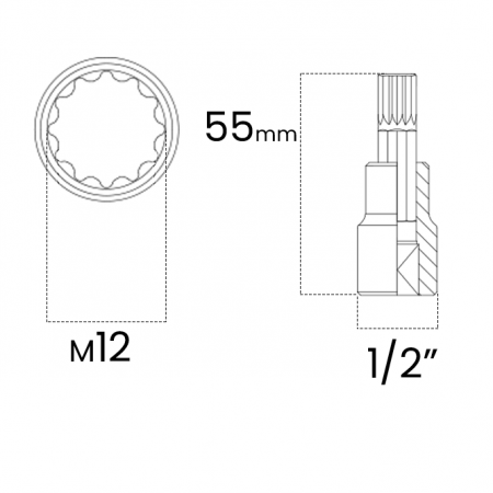 Imagem de SOQ MULTID MANUAL CURTO M12 - Enc. 1/2" x 55mm