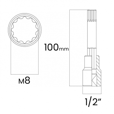 Imagem de SOQ MULTID MANUAL LONGO M8 - Enc. 1/2" x 100mm