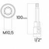 Imagem de SOQ RIBE MANUAL LONGO M10,5 - Enc. 1/2" x 100mm