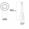 Imagem de SOQ RIBE MANUAL LONGO M16 - Enc. 1/2" x 100mm