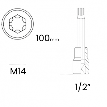 Imagem de SOQ RIBE MANUAL LONGO M14 - Enc. 1/2" x 100mm