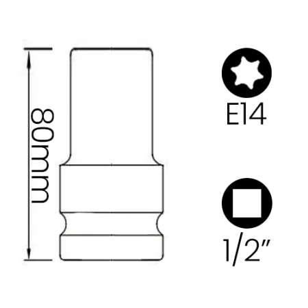 Imagem de SOQ TORX FÊMEA E14 - Enc. 1/2" x 80mm