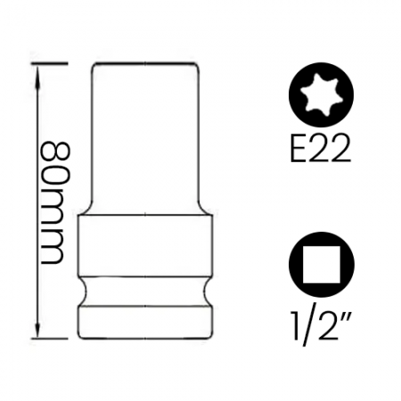 Imagem de SOQ TORX FÊMEA E22 - Enc. 1/2" x 80mm