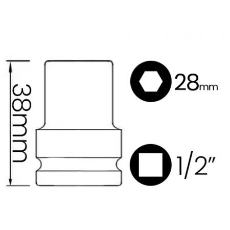 Imagem de SOQ SEXT MANUAL CURTO 28mm - Enc. 1/2" x 42mm