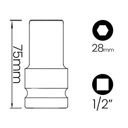 Imagem de SOQ SEXT MANUAL LONGO 28mm - Enc. 1/2" x 75mm