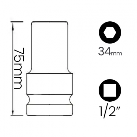 Imagem de SOQ SEXT MANUAL LONGO 34mm - Enc. 1/2" x 75mm