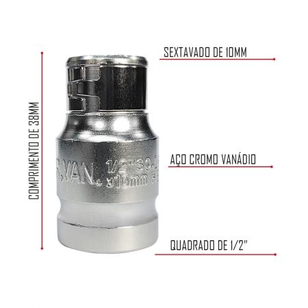 Imagem de ADAPTADOR Enc. 1/2" PARA BITS DE 10mm