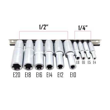 Imagem de JG SOQ TORX FÊMEA E4 a E20 - Enc. 1/4" e 1/2" [10 PÇS]