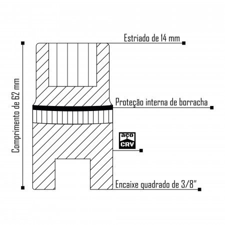 Imagem de SOQ EST PARA VELA 14mm - Enc. 3/8" x 62mm