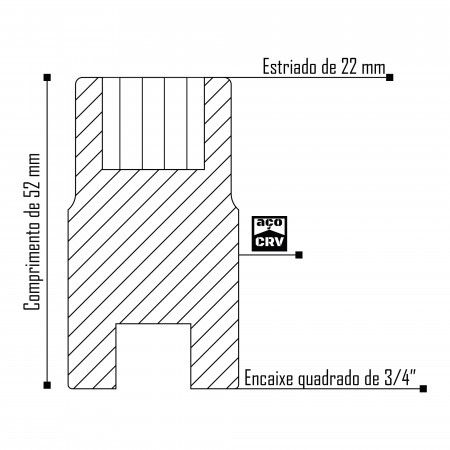 Imagem de SOQ EST MANUAL CURTO 22mm - Enc. 3/4" x 52mm