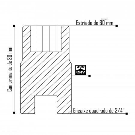Imagem de SOQ EST MANUAL CURTO 60mm - Enc. 3/4" x 80mm