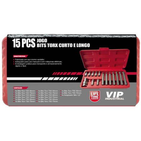 Imagem de JG DE BITS TORX T20 a T55 - Enc. 10mm [15 PÇS]