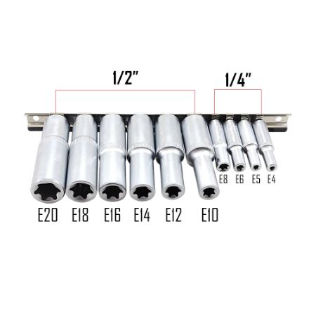 Imagem de JG SOQ TORX FÊMEA E4 a E20 - Enc. 1/4" e 1/2" [10 PÇS]